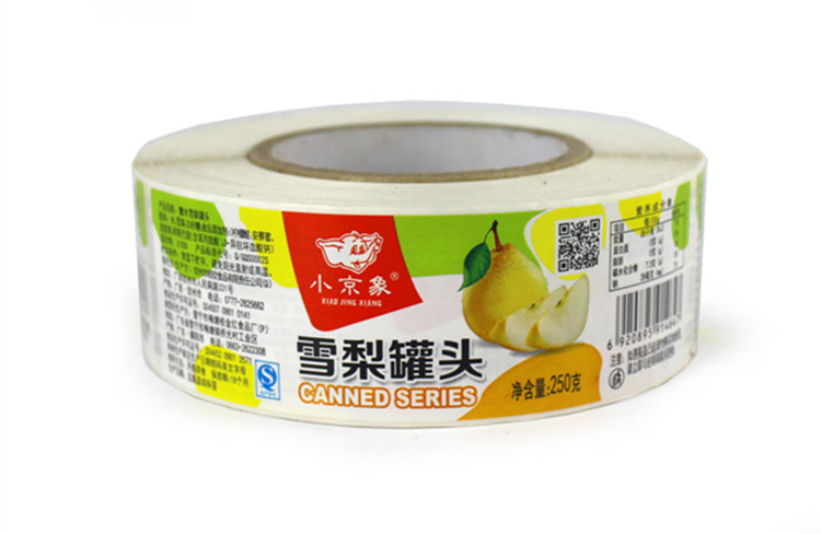 玻璃貼不干膠-雪梨罐頭標(biāo)簽定制